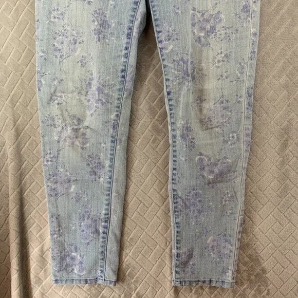 Lauren Conrad Womans 10 Denim Jeans Blue Floral Print Skinny Light Wash Mid Rise - Picture 4 of 16